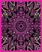 Electric Pink Yellow Symmetrical Bloom Rug