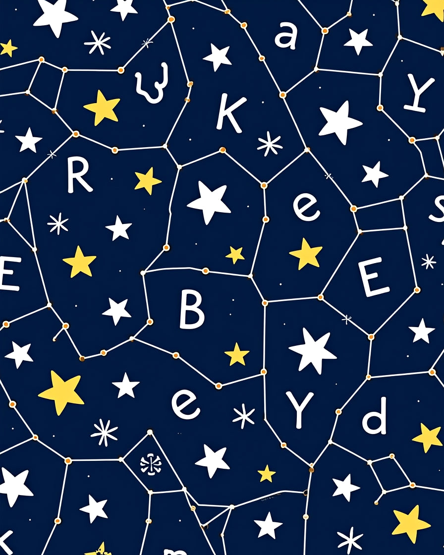 Cosmic Alphabet Constellation Navy Rug