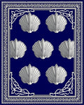 Navy Blue Scallop Shell Border Rug