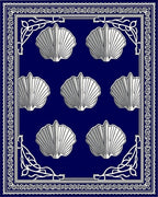 Navy Blue Scallop Shell Border Rug