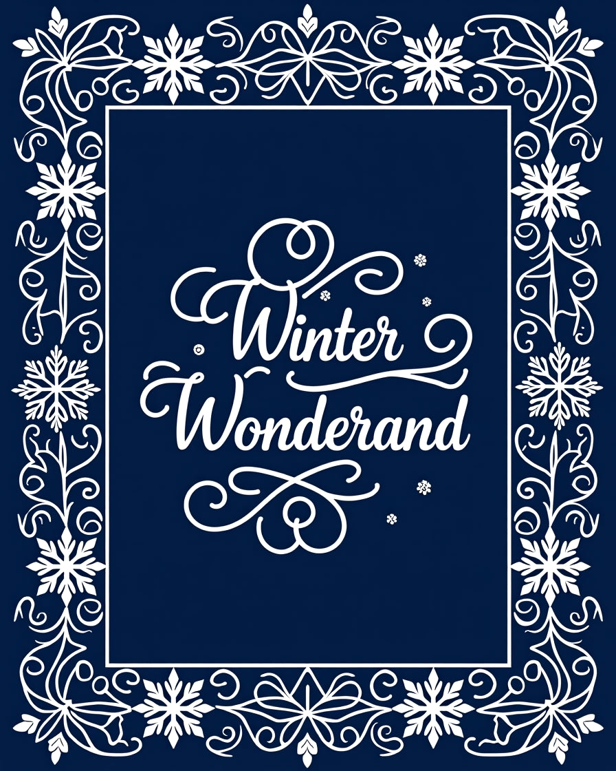 Winter Wonderland Snowflake Frame Rug