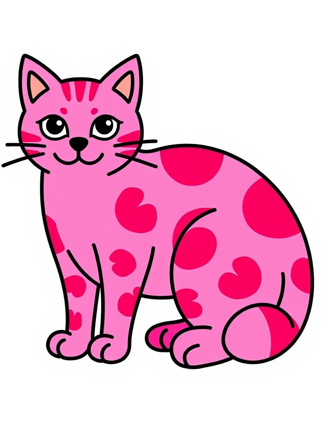 Playful Pink Heart Cat Rug