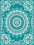 Teal White Intricate Floral Medallion Rug