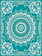 Teal White Intricate Floral Medallion Rug