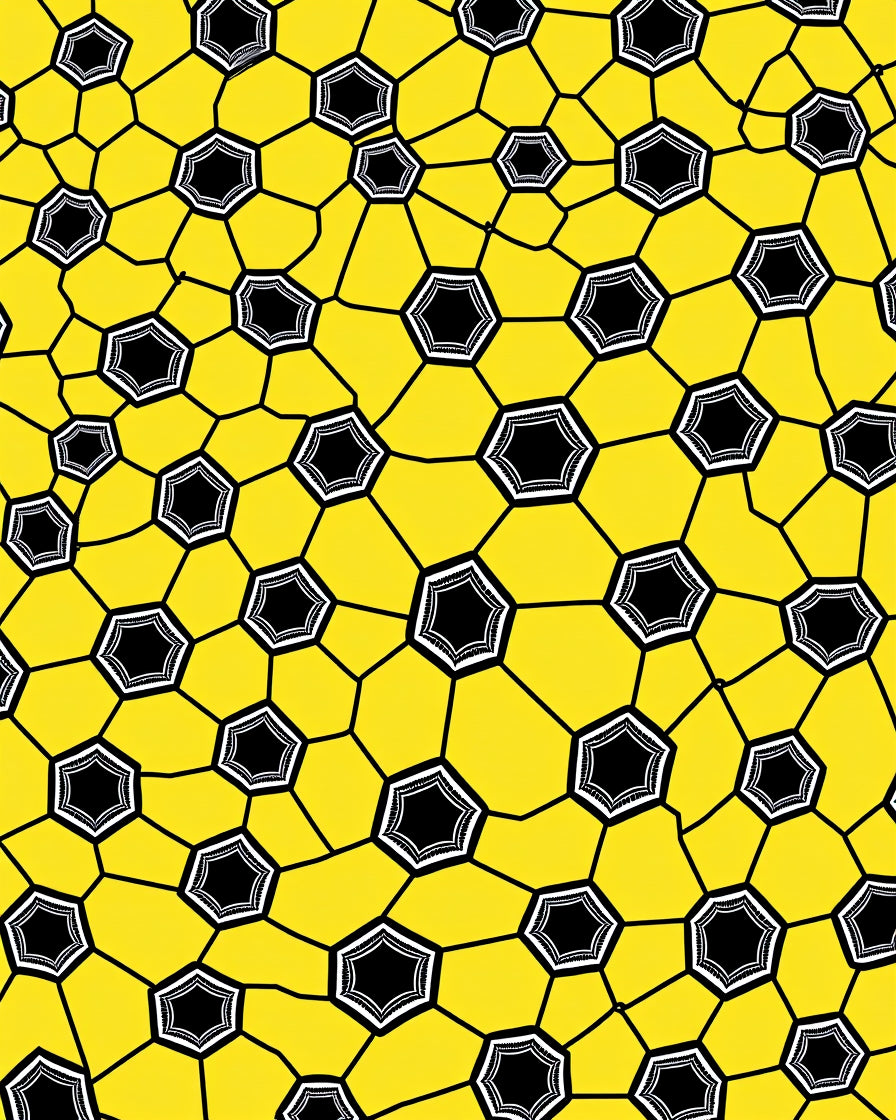 Bright Yellow Hexagonal Soccer Graphics Rug
