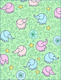 Pink Blue Elephant Swirl Star Ground Rug