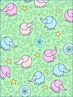Pink Blue Elephant Swirl Star Ground Rug
