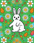 Whimsical White Bunny Garden Eggs Rug