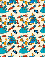 Abstract Turquoise Orange Geometric Shapes Rug