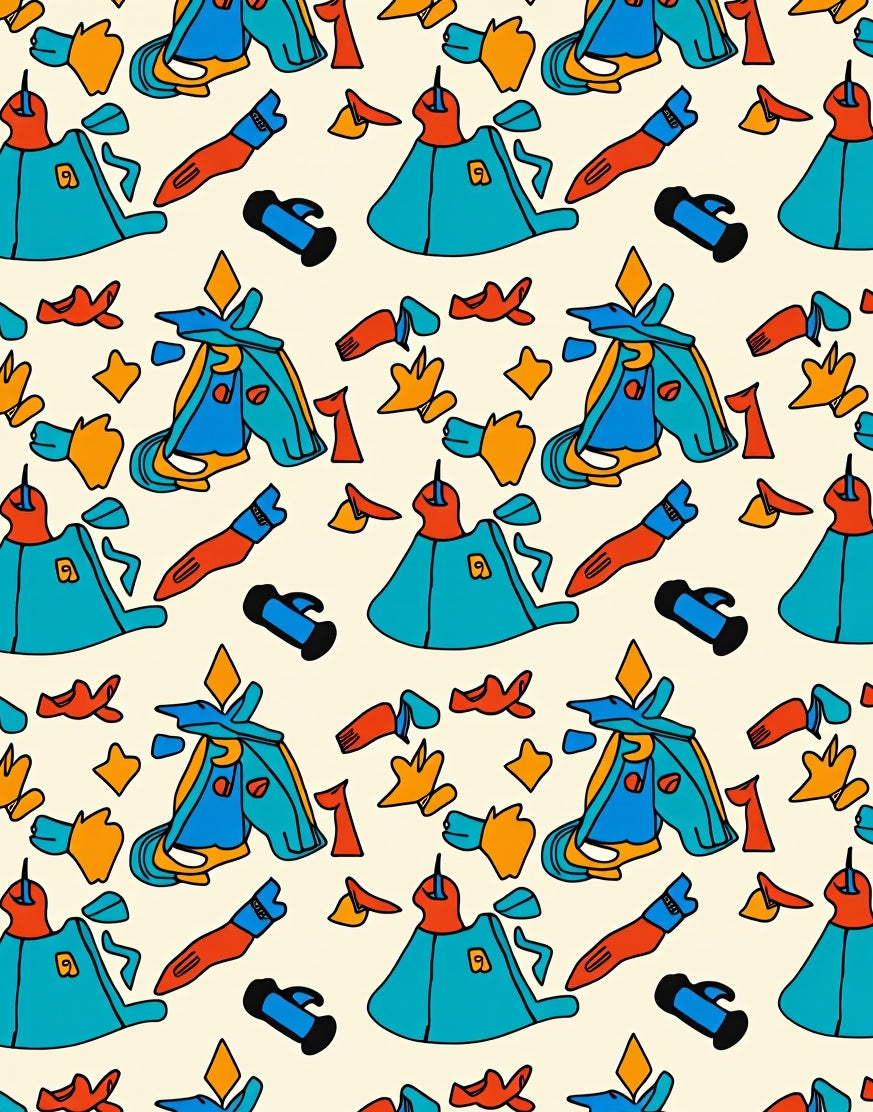 Abstract Turquoise Orange Geometric Shapes Rug
