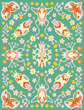 Whimsical Floral Bugs Green Rug