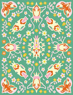 Whimsical Floral Bugs Green Rug