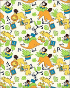 Whimsical Yellow Animals and Letters Rug