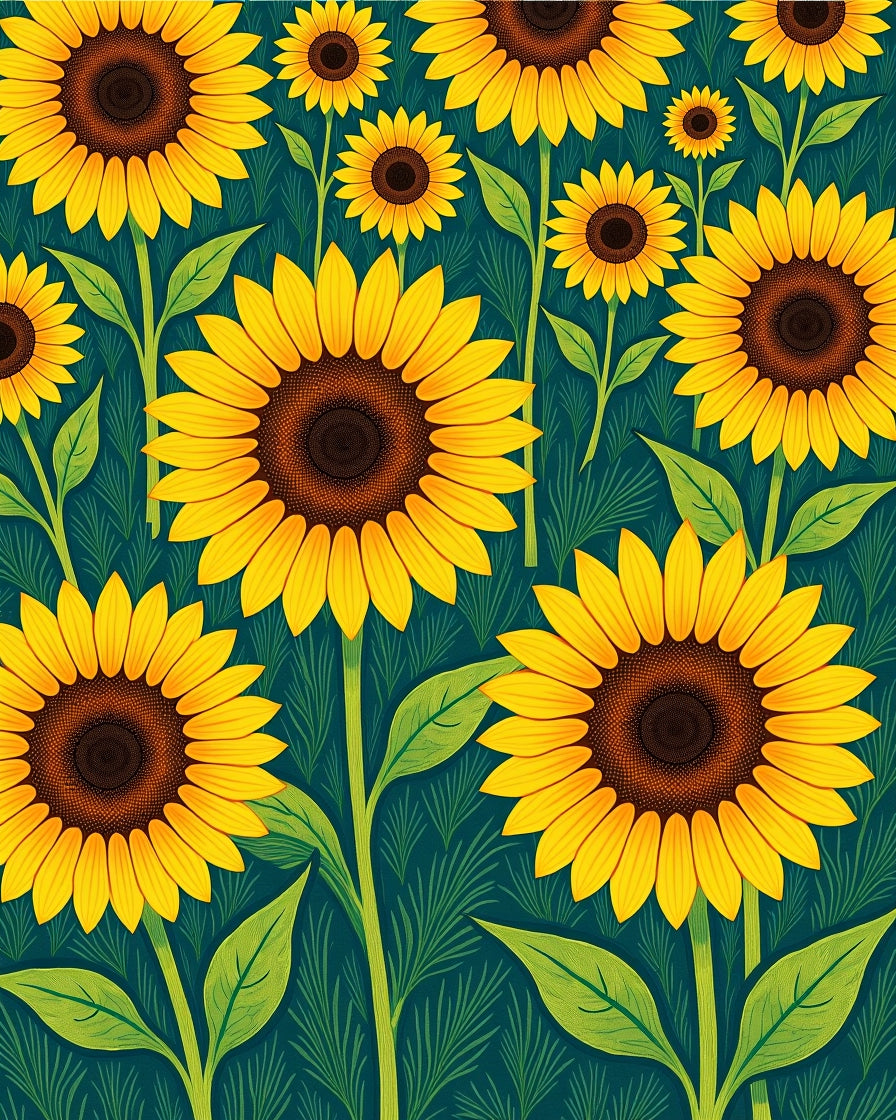 Golden Sunflower Field Garden Rug