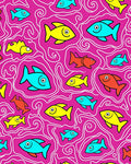 Playful Fish Swirls Pink Rug