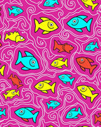 Playful Fish Swirls Pink Rug