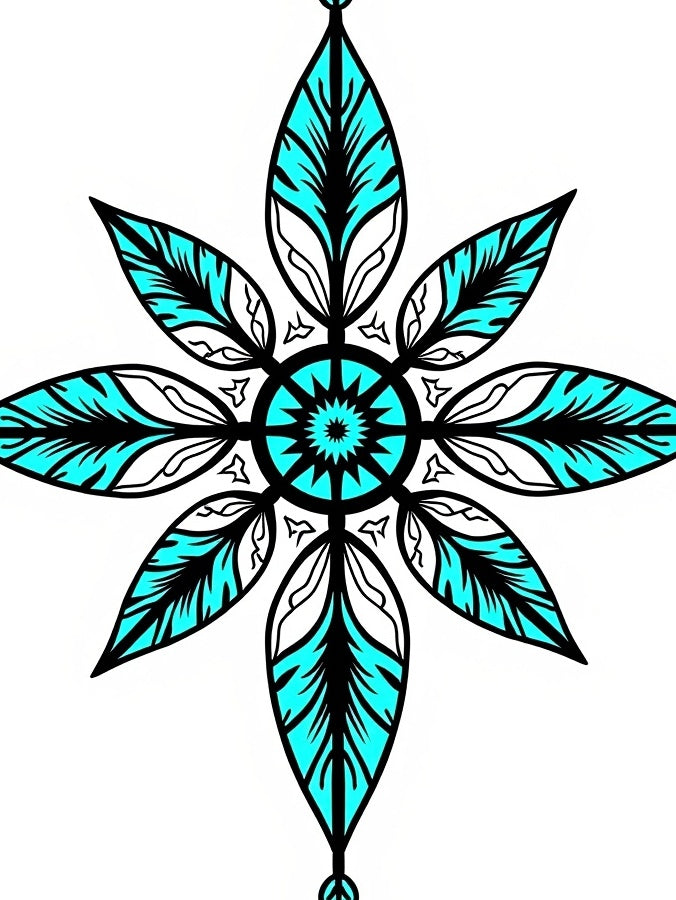 Aqua Teal Starburst Mandala Rug