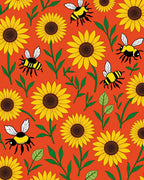 Bright Yellow Sunflowers with Bees Rug