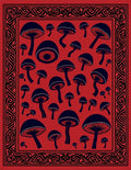 Red Black Mushroom Collage Border Rug