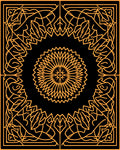 Orange Floral Sunburst Square Frame Rug