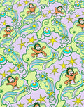 Whimsical Orange Monkeys Daisies Stars Rug