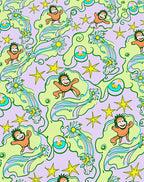 Whimsical Orange Monkeys Daisies Stars Rug