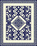 Navy Cream Geometric Diamond Motif Rug