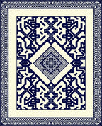 Navy Cream Geometric Diamond Motif Rug