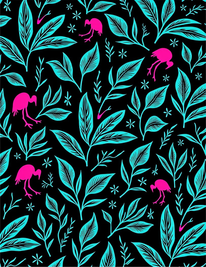 Vibrant Pink Flamingo Tropical Foliage Rug