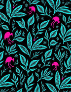 Vibrant Pink Flamingo Tropical Foliage Rug
