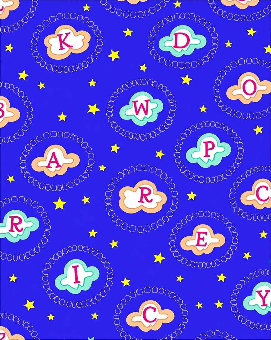 Dreamy Alphabet Clouds Starry Rug