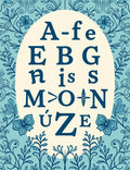 Art Nouveau Blue Floral Alphabet Rug