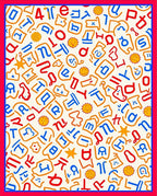 Playful Alphabet Characters Sunbursts And Stars Rug
