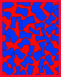 Vivid Red Blue Organic Forms Rug