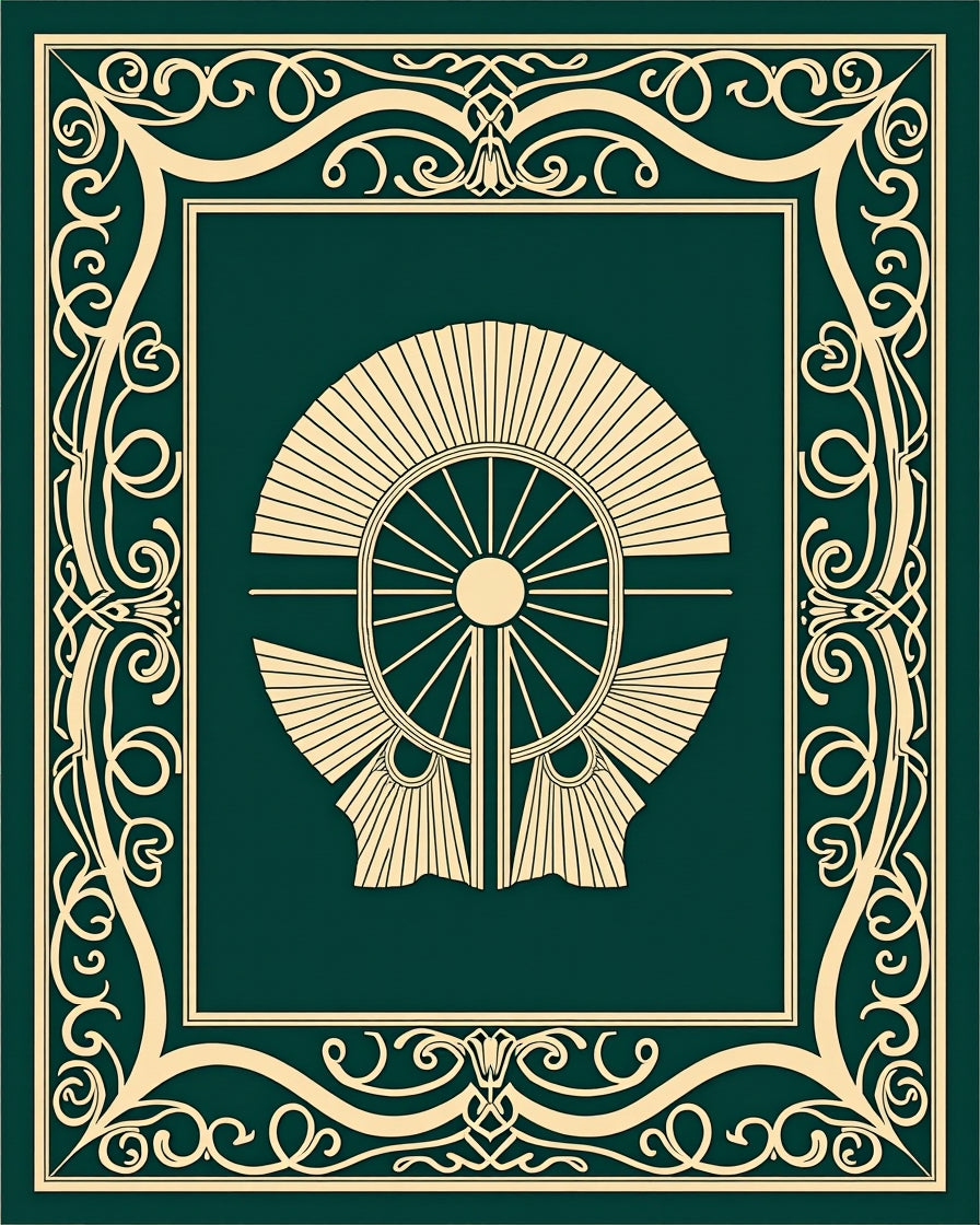 Emerald Green Sunburst Medallion Border Rug
