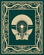 Emerald Green Sunburst Medallion Border Rug