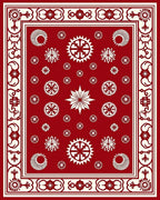 Crimson Ivory Starburst Floral Medallion Rug