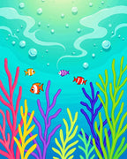 Undersea Coral Reef Fish Scene Rug