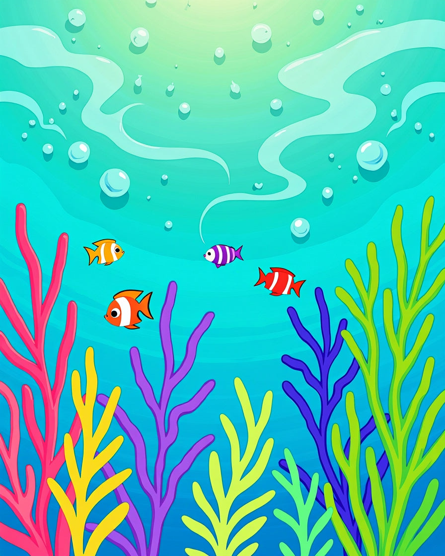 Undersea Coral Reef Fish Scene Rug