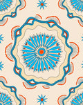 Vibrant Teal Orange Medallion Motif Rug