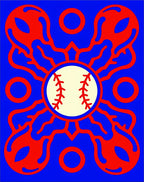 Vibrant Red Baseball Sunburst Rug
