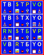 Bold Blue Letter Icon Grid Rug