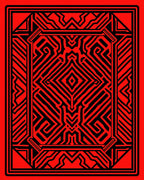 Bold Red Circuit Board Rug