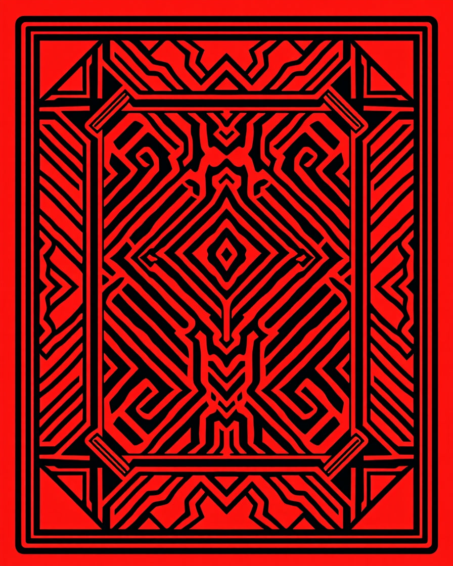 Bold Red Circuit Board Rug