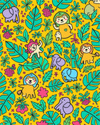 Jungle Animals And Monstera Leaves Rug