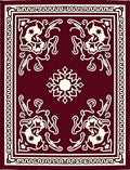 Crimson Ivory Floral Frame Rug