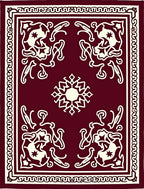 Crimson Ivory Floral Frame Rug