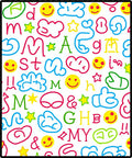 Playful Mixed Letters Smiley Icons Rug