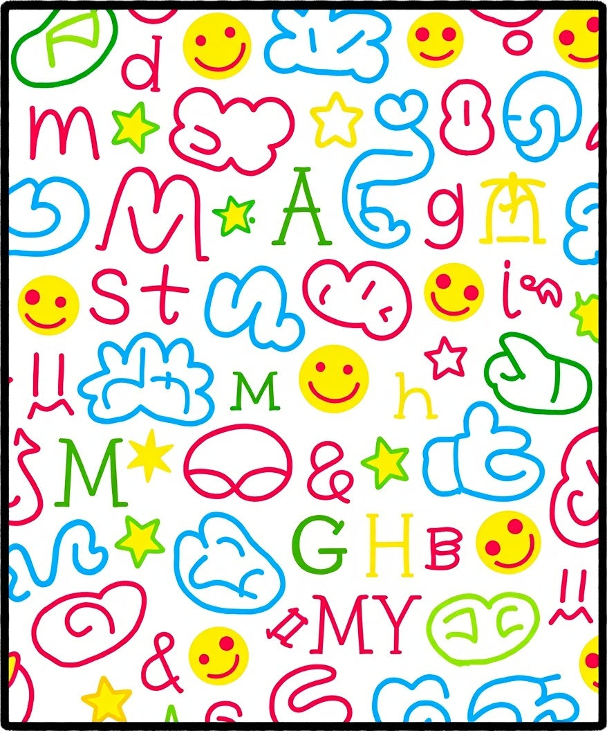 Playful Mixed Letters Smiley Icons Rug