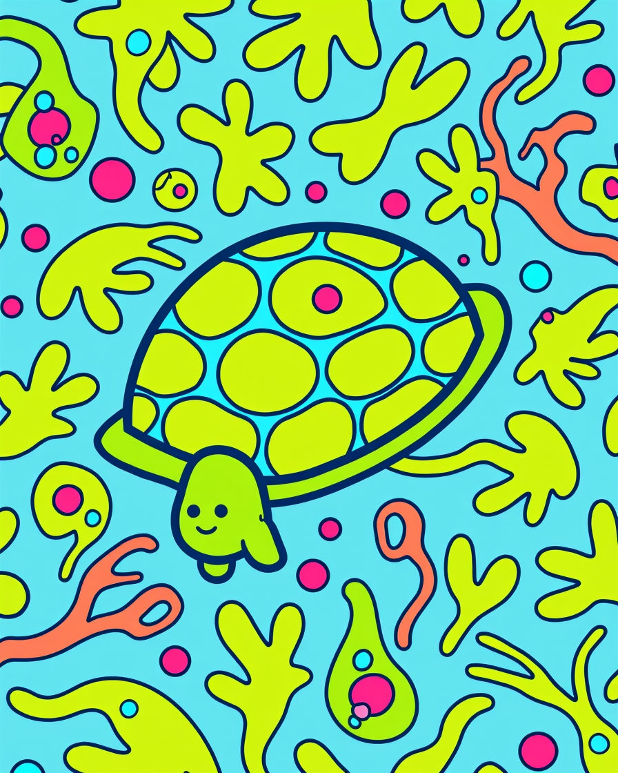 Whimsical Lime Green Turtle Ocean Buddy Rug